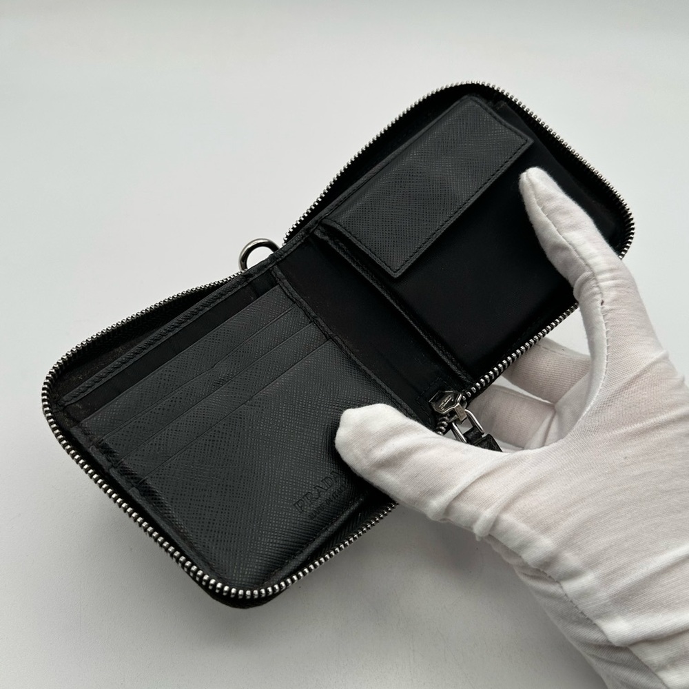 Prada Black Nylon Compact Zip-Around Wallet - Picture 8 of 15